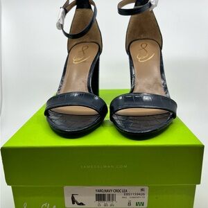 Sam Edelman Yaro Navy Croc Block Heels 8W